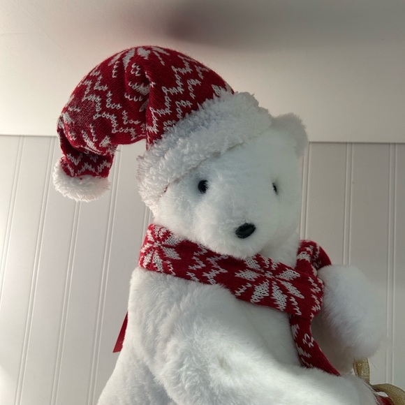 Festive White Polar Bear with Red Accents - Picture 4 of 9